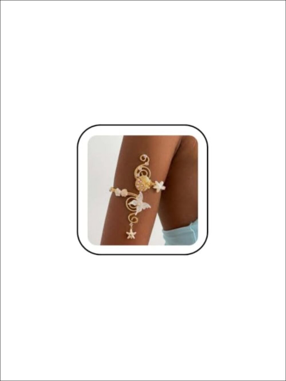 Gold-Tone Wire Wrapped Upper Arm Cuff Bracelet Adjustable Boho Floral Coastal